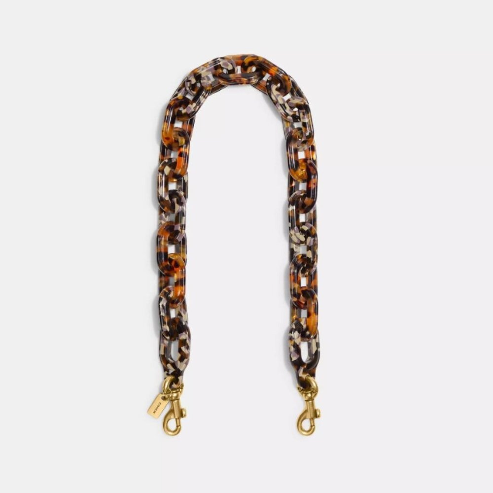 NWT Coach Short Purse Chain Strap With Recycled Resin Coachtopia Tortoise Brass - Picture 2 of 7